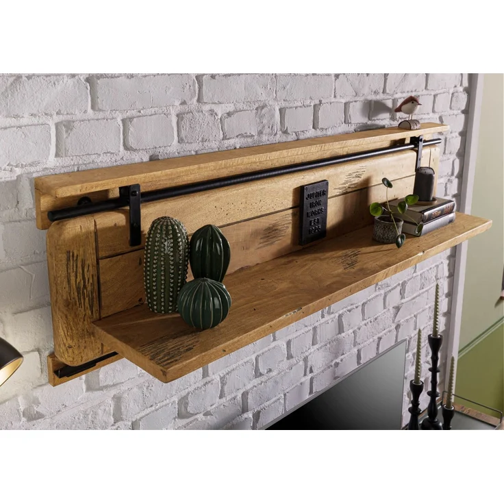 Wandregal Mango 140x25x38 natur lackiert RAILWAY #189 – Bild 2
