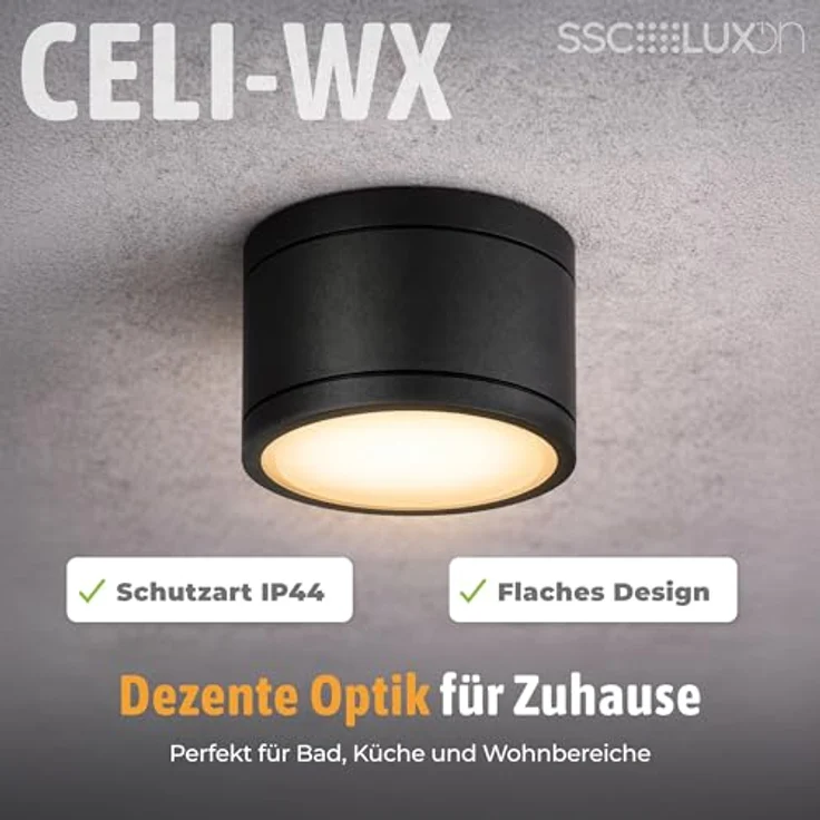 SSC-LUXon CELI-WX Aufbaustrahler flach, 4er Set, IP44, schwarz, Fassung für 1x GX53 (ohne Leuchtmittel) – Bild 2