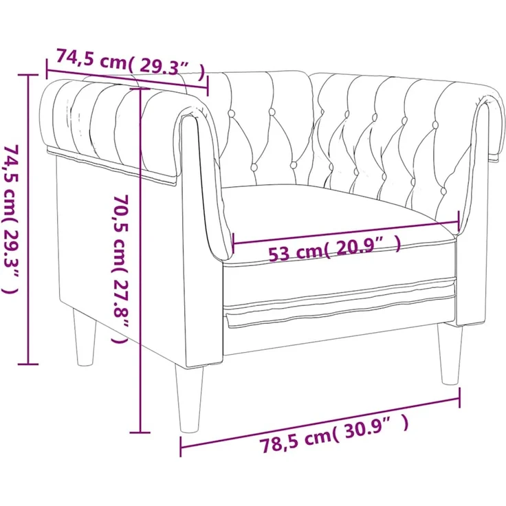 vidaXL Chesterfield-Sessel Schwarz Stoff 372540 – Bild 9