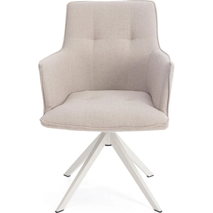 2er-Set Gartenstuhl Genska Drehbar - Alumnium, Metall Weiß, Olefin-Stoff Beige, mit Armlehnen – Bild 3