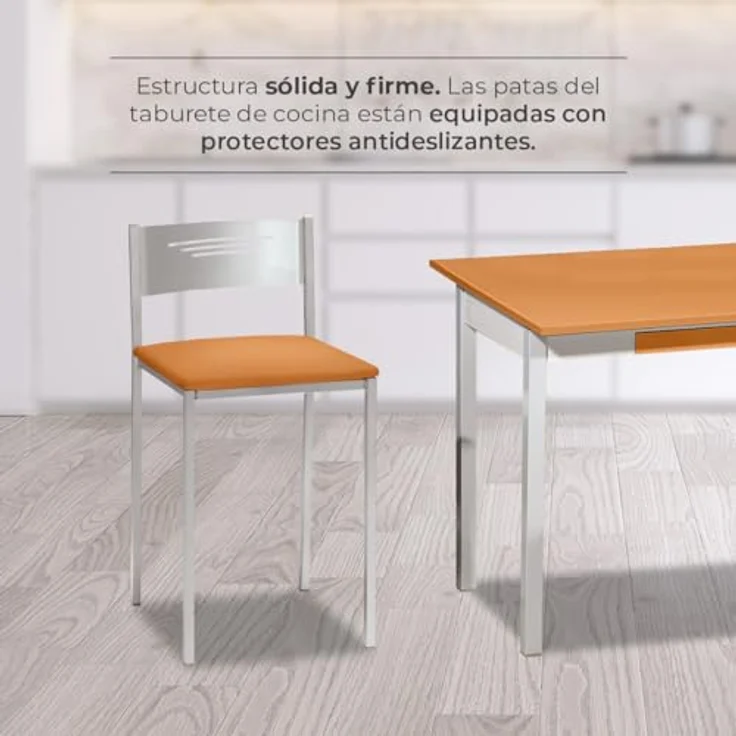ASTIMESA Zwei Küchenhocker mit Rückenlehne Kunstleder Orange, Sitzhöhe 45 cm – Bild 4