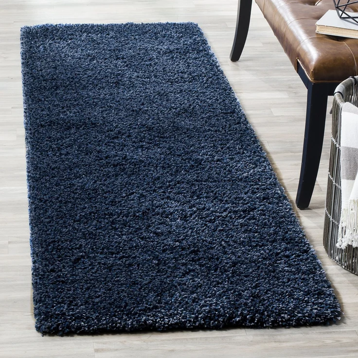SAFAVIEH Zottelig Teppich für Wohnzimmer, Esszimmer, Schlafzimmer - California Shag Collection, Hoher Flor, Marine, 69 X 213 cm
