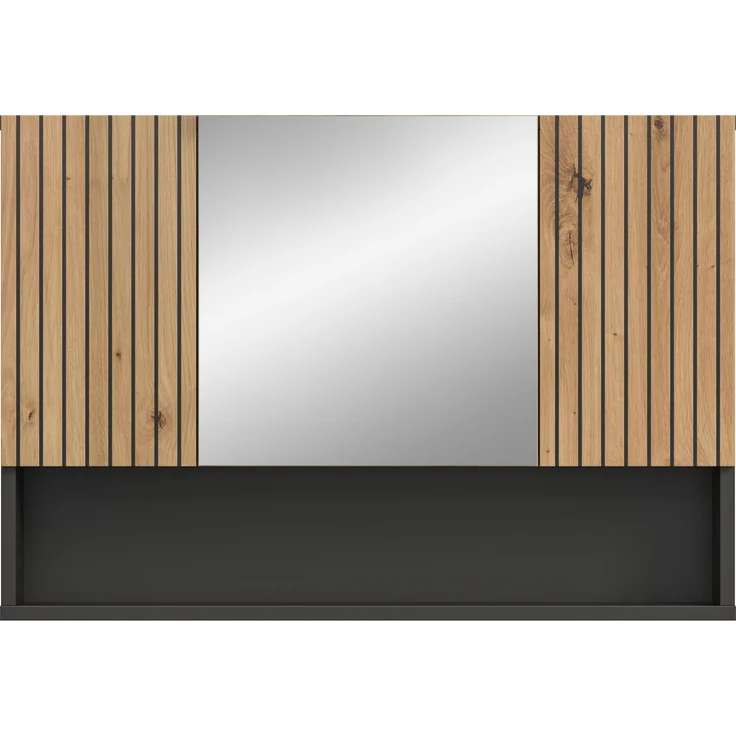 Spiegelschrank B/H/T: 80x55x17 cm in Basalt Nachbildung und -- – Bild 2