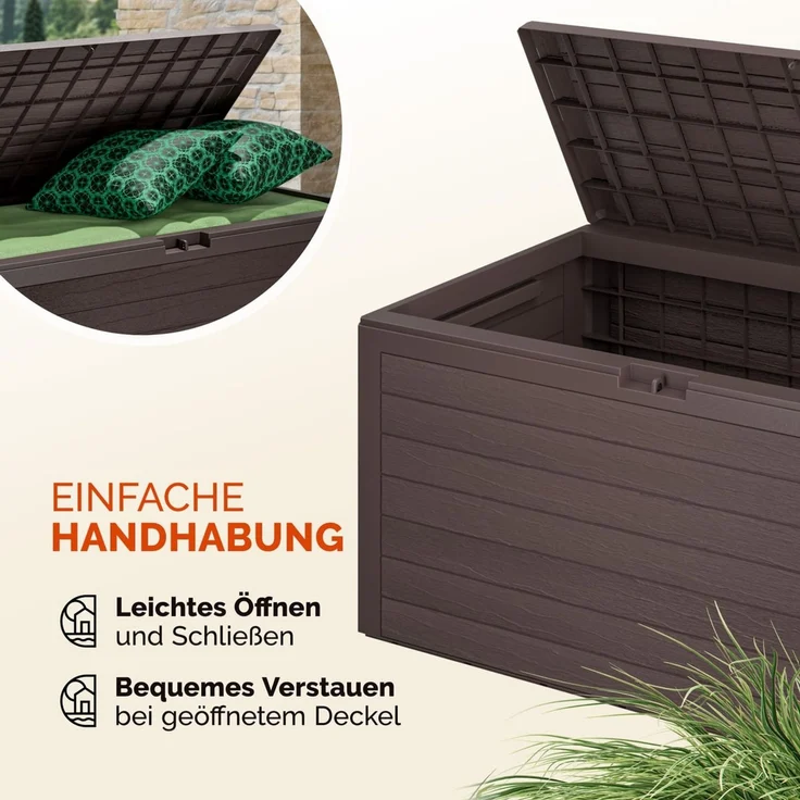 Casaria Auflagenbox Kissenbox Aufbewahrungsbox Woody Holzoptik Braun – Bild 5