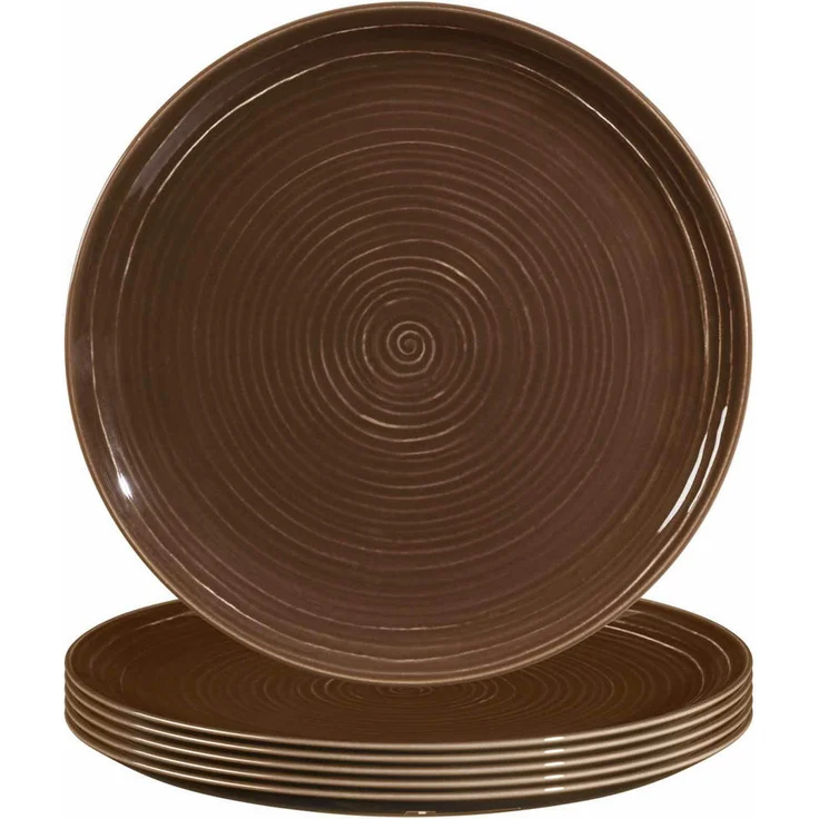 Seltmann Weiden Terra Speiseteller, Braun, Ø 27,5 cm, Keramik, 6er Set, spülmaschinenfest, mikrowellenfest, ofenfest