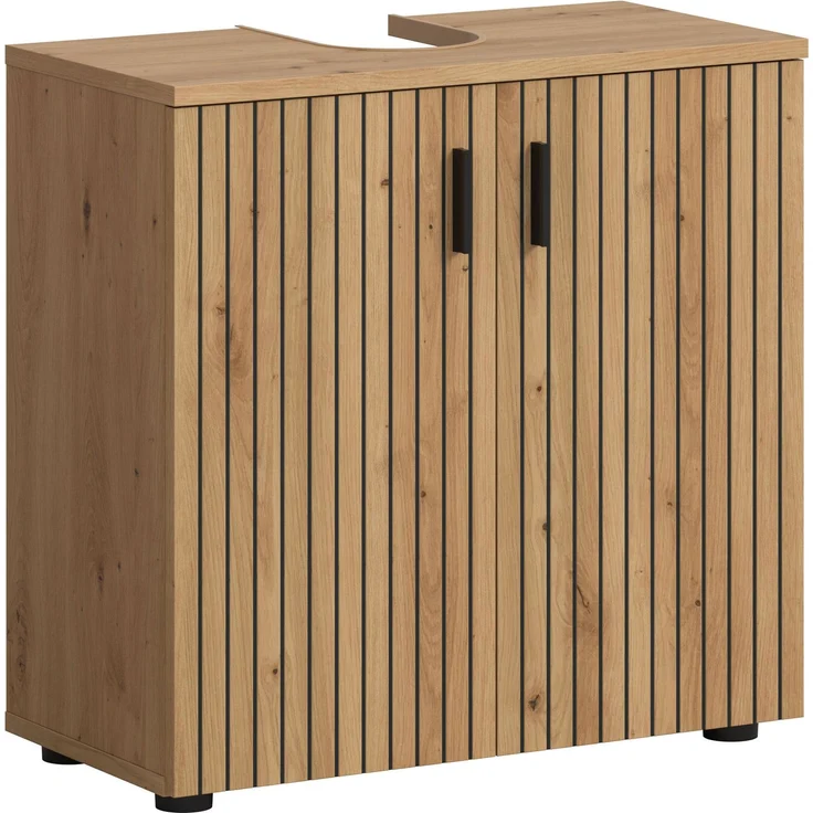Waschbeckenunterschrank B/H/T: 60x59x30 cm in Artisan Oak Nachbildung und -- – Bild 1