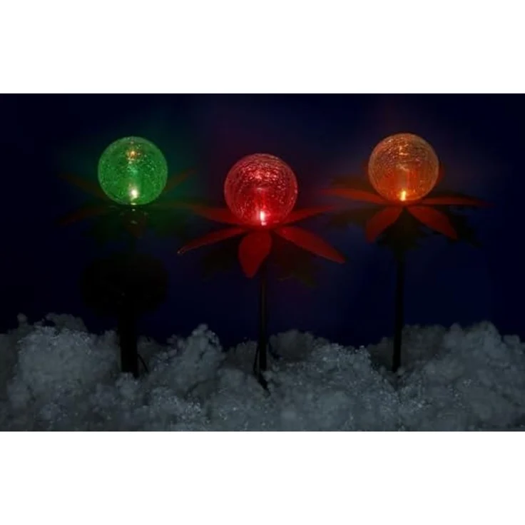 3er-Set LED Weihnachtsterne mit Farbwechsler Solarleuchte Weihnachtsbeleuchtung – Bild 3