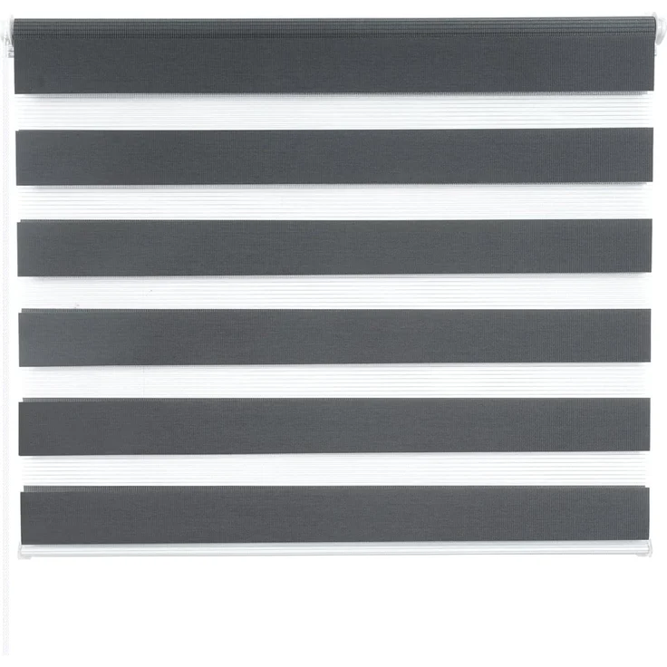 WOLTU Doppelrollo Klemmfix ohne Bohren Dunkelgrau 100x130 cm (BxH), Duo Rollo Zebrarollo Fensterrollo Klemmrollo Seitenzugrollo Easyfix lichtdurchlässig & verdunkelnd Rollos für Fenster und Tür – Bild 3
