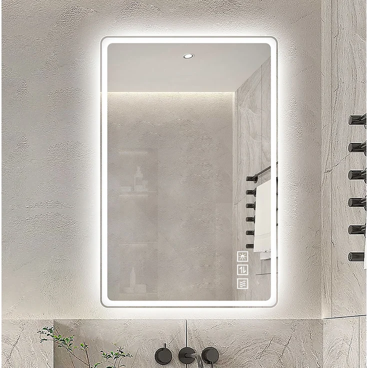 LED-Badezimmerspiegel 60x100 cm, rahmenlos, dimmbar, mit Anti-Beschlag-Funktion – Bild 3