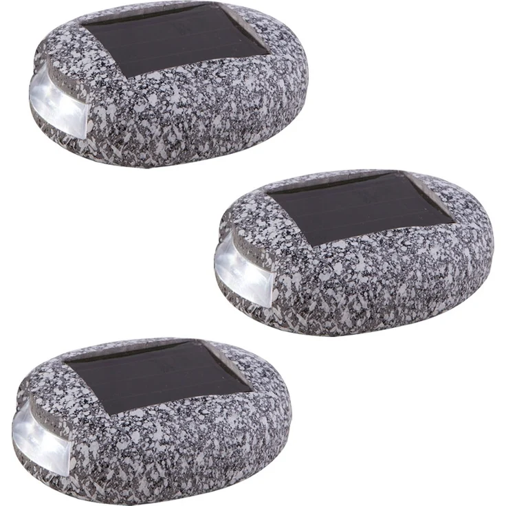 3er Set LED Solarleuchten, Stein Design, grau, L 8,5 cm – Bild 1