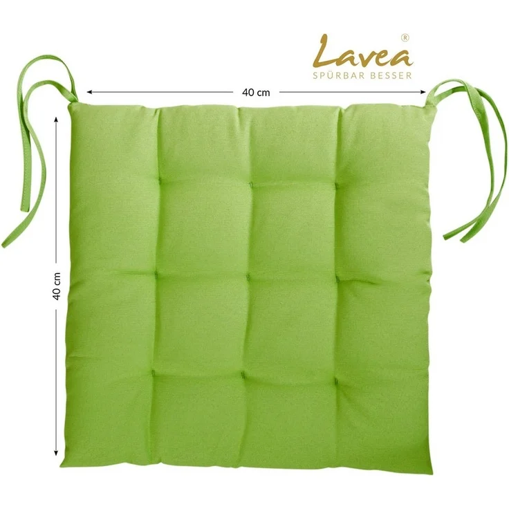 Lavea Stuhlkissen MONACO, Sitzkissen 4er Set – 40x40 cm, mit Stoffbändern, Outdoor & Indoor – Bild 3