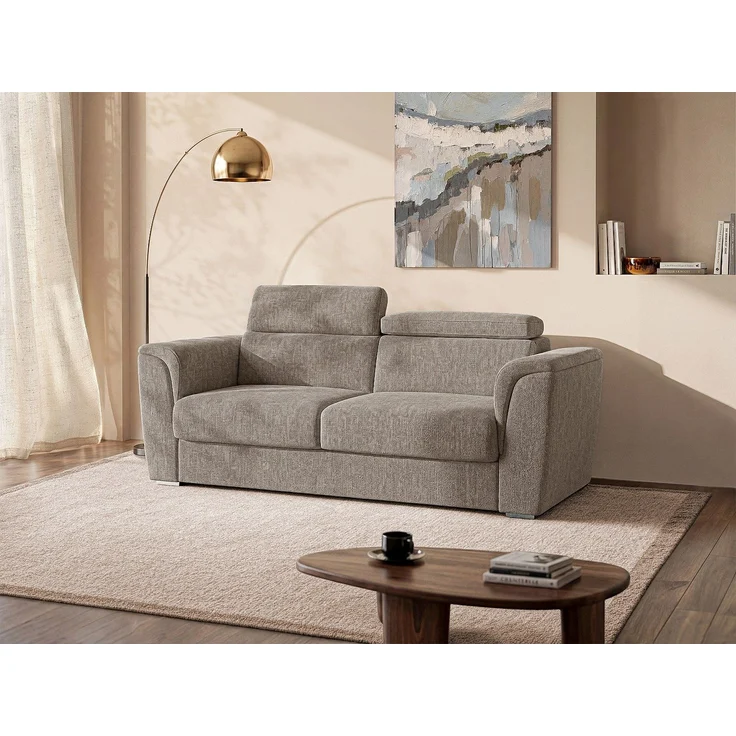 Vente-unique - RIZORA - Schlafsofa - Plastik - Kunststoff (PVC) - Taupe - 210 x 223 x 88 cm – Bild 2