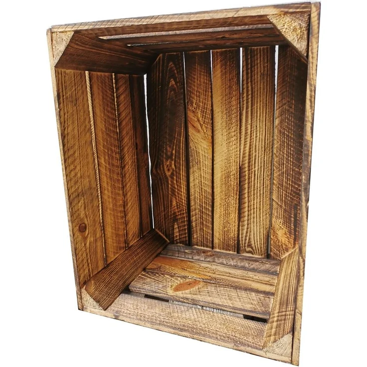 4er Set Boden Quer Obstkisten Weinkisten Vintage Geflammt 50 x 40 x 30 cm – Bild 5