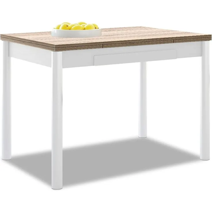 ASTIMESA Ausziehbarer Küchentisch, weiße Struktur, laminierte Oberfläche, Amundsen, ideal für kleine Räume, Maße: 90 x 50 cm, ausziehbar 140 x 50 cm