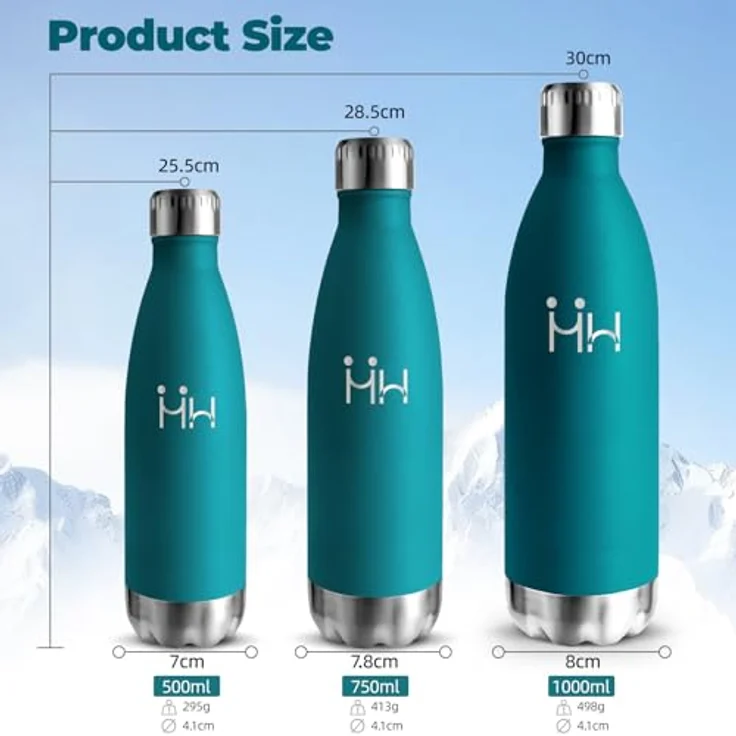 HoneyHolly Edelstahl Trinkflasche, 1L Thermosflasche, BPA-Frei, Trinkflaschen Sport, Auslaufsicher Wasserflasche, Trinkflasche Kohlensäure Geeignet, Thermoskanne für Gym, Fitness, Fahrrad – Bild 6
