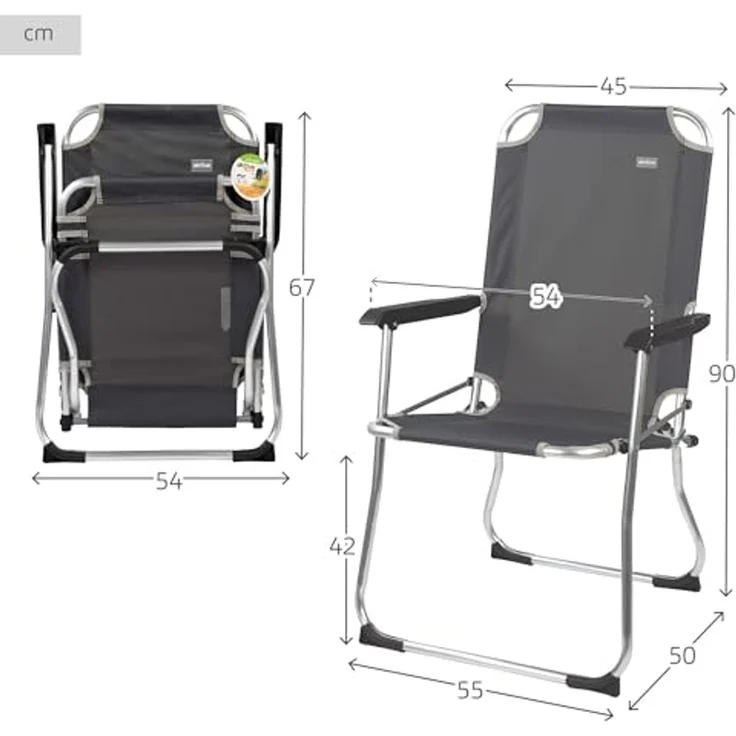 AKTIVE 52884 – Ultraleichter Camping-Klappstuhl | Hochstuhl 54 x 57 x 91 cm | Inklusive Anti-Roll-Stollen | Hohe Stabilität – Maximales Gewicht 110 kg | 600D Oxford-Gewebe – Größere Festigkeit und – Bild 3