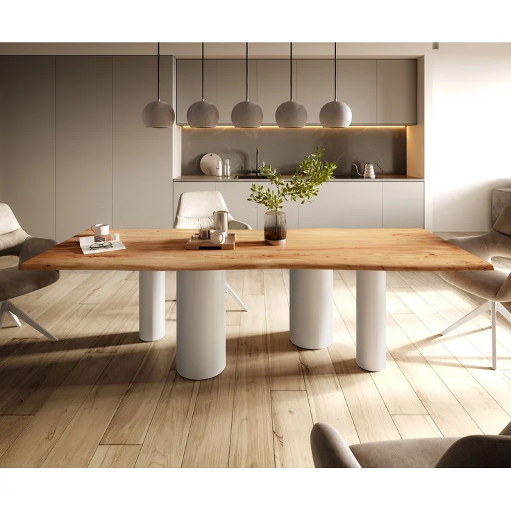 Esstisch Edge 260x100 Akazie Natur Pilier Metall Weiß Live-Edge – Bild 2