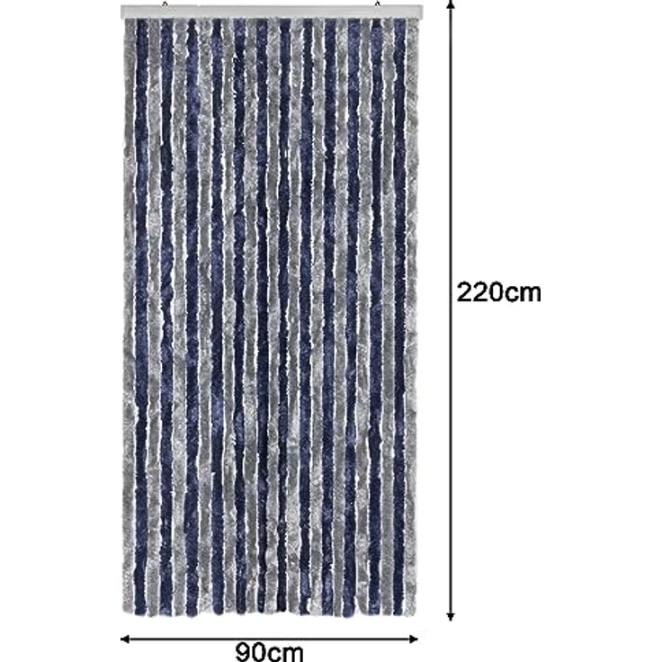 Moritz Flauschvorhang aus Chenille 90 x 220 cm blau grau Türvorhang als Fliegenschutz Insektenschutz für Camping Wohnwagen – Bild 3