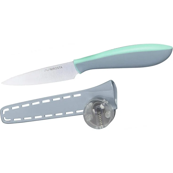 Nirosta Spickmesser EVERSHARP, Küchenmesser aus Edelstahl mit Soft-Touch Griff, mit nachschärfendem Klingenschutz, Allzweckmesser mit ewig scharfer Klinge (Klingenlänge: ca. 9 cm), Menge: 1 Stück