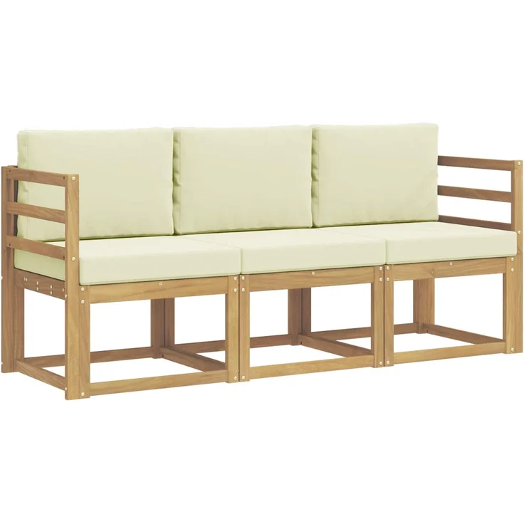 vidaXL Outdoor-Sofagarnitur 3 stk. White and Cream 185.5 x 63 x 73 cm 3387159 – Bild 2