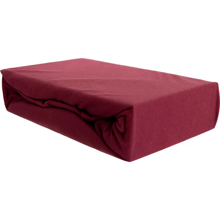 Jersey Spannbettlaken 100% Baumwolle 140-160x200 cm + 25 cm Rundumgummizug Bordeaux
