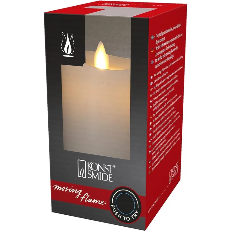 KONSTSMIDE No. 1601-115 LED Echtwachskerze cremeweiss Timer 3D Flamme 14cm