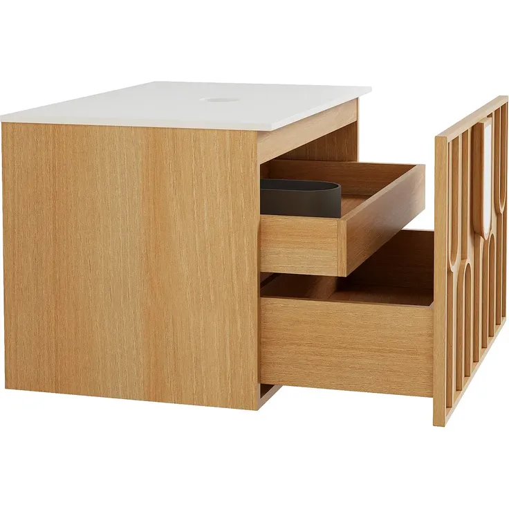 Vente-unique - MERKAN Waschbeckenmöbel Holz, Platte Beige - B 50 cm x H 49 cm x L 75 cm – Bild 4