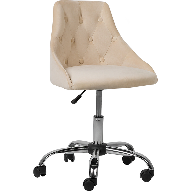 Arbeitshocker mit Rollen beige Samtstoff PARRISH