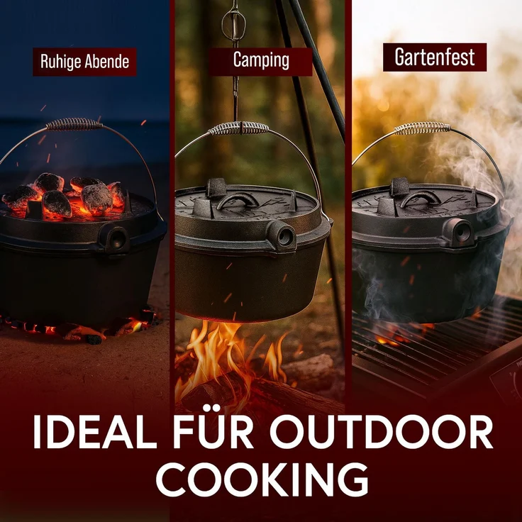 GUSSKÖNIG Dutch Oven Topf ohne Füßen 4,5L+Pflegepaste Untersetzer – Bild 5