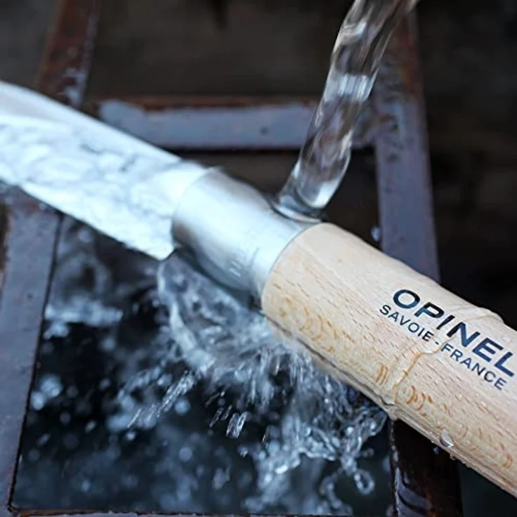 Opinel Tradition N°13 Giant - Klappmesser - 22 cm - kleine schwarze Striche, Grifffarbe Hellgelb bis Rosa – Bild 3