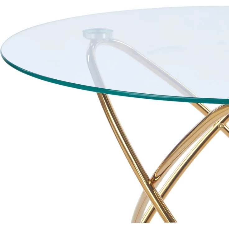 Esstisch aus Glas und Metall, golden,75*80*80 cm – Bild 5