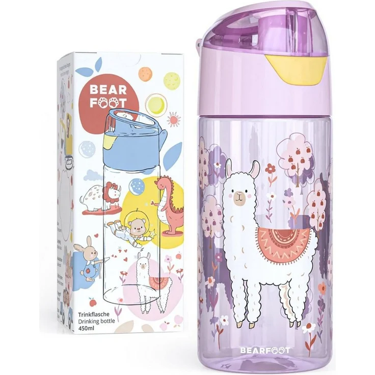 BEARFOOT Trinkflasche Trinkflasche Kinder, leichte Wasserflasche - Lama – Bild 1