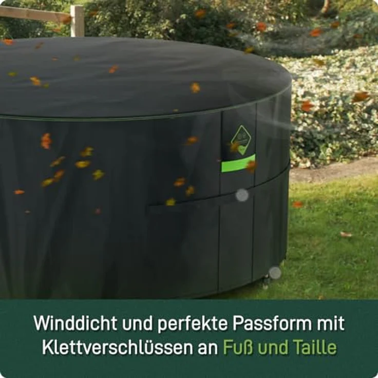Awnic Gartenmöbel Abdeckung wasserdicht mit Haken Winterfest, 420D Oxford mit AlicanTex wetterfeste Technologie, Winddicht Anti-UV Gartentisch Abdeckplane, rund Schwarz (Ø215*71cm) – Bild 5