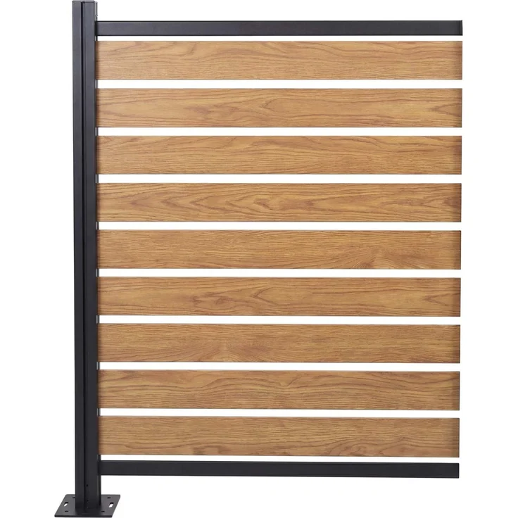 Alu Mülltonnen-Zaun HWC-K57, Erweiterungselement Mülltonnenverkleidung, Holzoptik erweiterbar 130x100x6cm ~ hellbraun – Bild 7