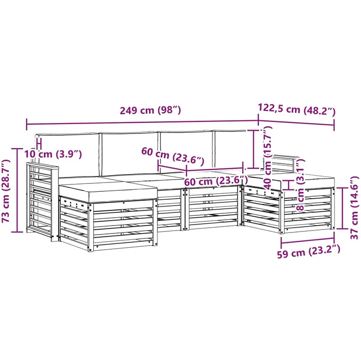 vidaXL Outdoor-Sofagarnitur 6 stk. 6-Sitzer Weiß und Creme Polyester 3392285 – Bild 6