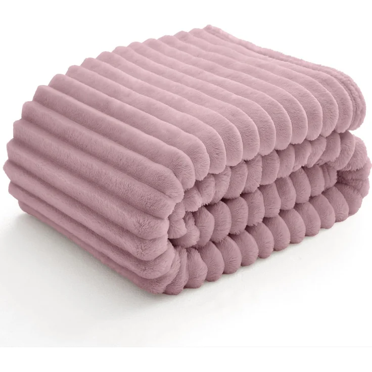 BEDELITE Kuscheldecke Flauschig Decke 150x200 - weiche XL Flanell Decken Beerenviolett für Couch, Deko Streifen Cord Fleecedecke als Couch Überwurf für Wohnzimmer, Twin Blanket Wide Use – Bild 8