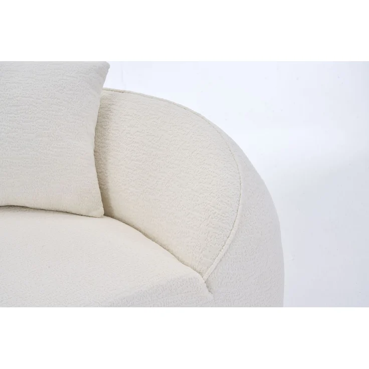 Schlafsofa in Weiß aus Chenille, geschwungene Chaiselongue mit tiefer Sitzfläche und Kissen,65x155x96 cm – Bild 6
