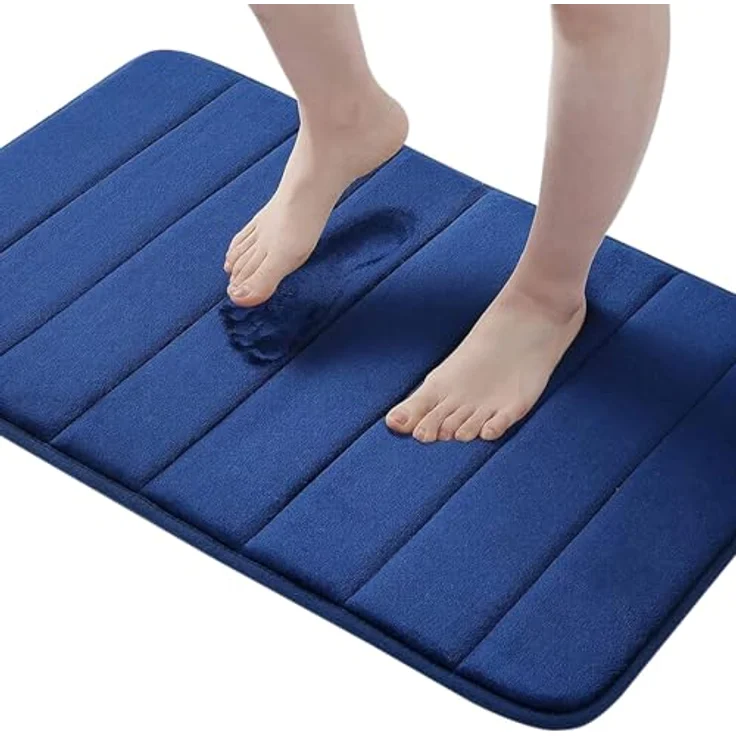 Homaxy Memory Foam Badezimmer Badteppich Saugfähige Rutschfester Badvorleger Waschbar Badematte - 41x61 cm, Marineblau – Bild 2