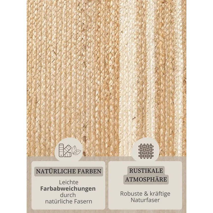 HANSE Home Teppich Looma Juteteppich, rechteckig, Höhe: 7 mm, Handgewebt, Jute Naturteppich, Boho, Wohnzimmer, Schlafzimmer – Bild 3