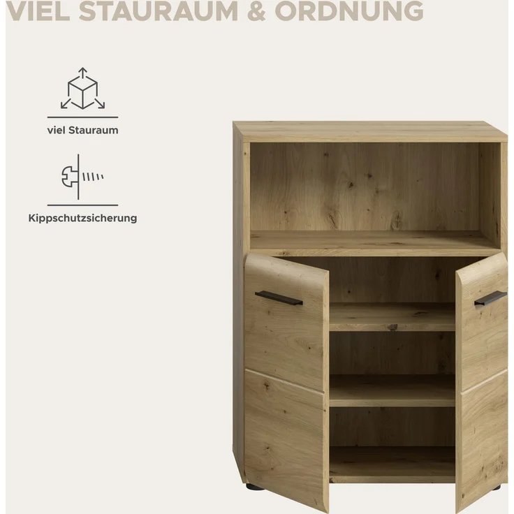 Standschrank breit (B/H/T: 60x80x30 cm) in Artisan Oak Nachbildung und Artisan Oak Nachbildung – Bild 8