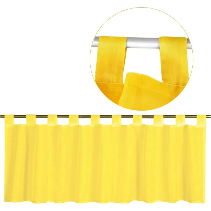Schlaufen-Bistrogardine in B160cm x L60cm, transparente uni Scheibengardine Voile in vielen verschiedenen Farben erhältlich (gelb - lemongelb) – Bild 1