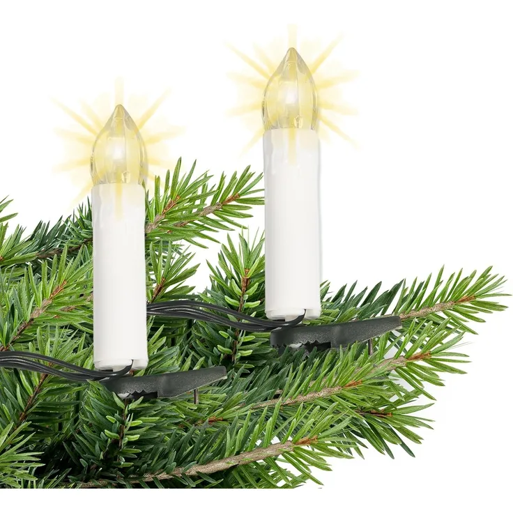 Gartenpirat LED-Lichterkette 14,5m 30 LED-Kerzen warmweiß Timer Weihnachtsbeleuchtung Innen&Außen