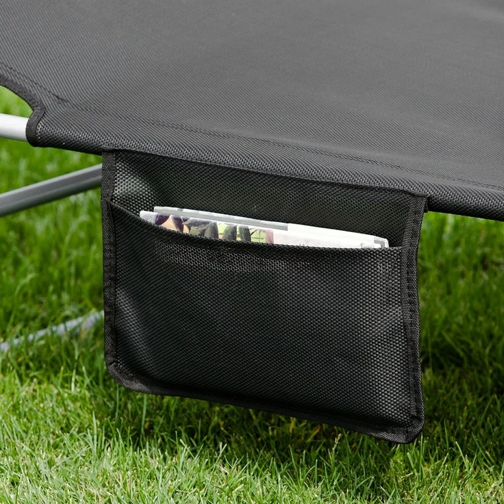 SoBuy OGS35-SCH Sonnenliege, Textilgewebe, Lackiert, Schwarz, 149 x 29 x 62 cm – Bild 7