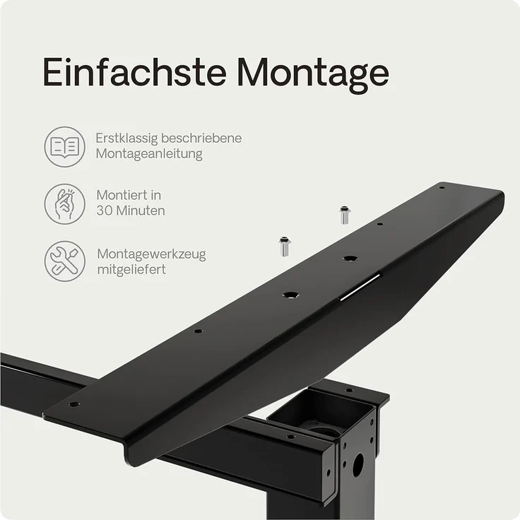 Desktronic Elektrisch Höhenverstellbarer Schreibtischgestell HomeOne, Schwarz, mit Memory-Funktion, Anti-Kollisions Technologie, USB-A und USB-C-Ladeanschlüssen – Bild 7