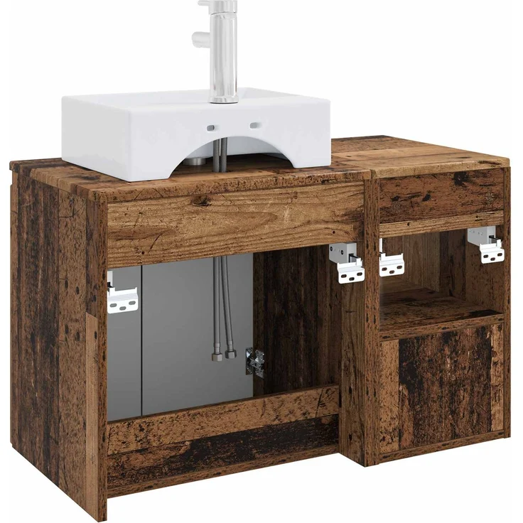 vidaXL Badezimmerschrank-Set 2 stk. Altholz 79,5 x 41 x 79,5 cm 3404062 – Bild 6