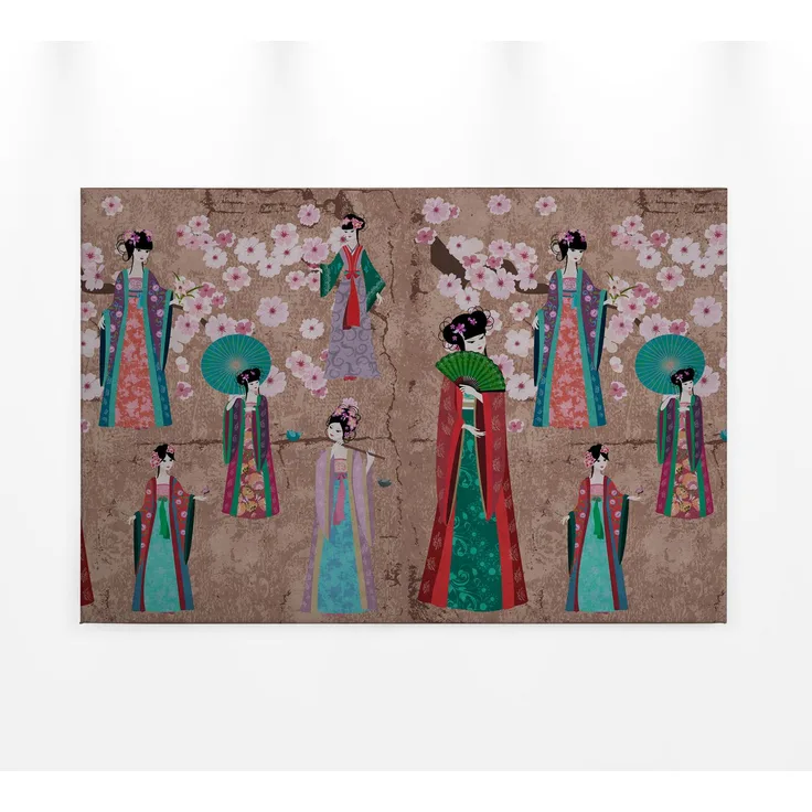 Leinwandbild Menschen Braun Rot Grün 90x60 DD120403 Keilrahmen Wandbild Leinwand