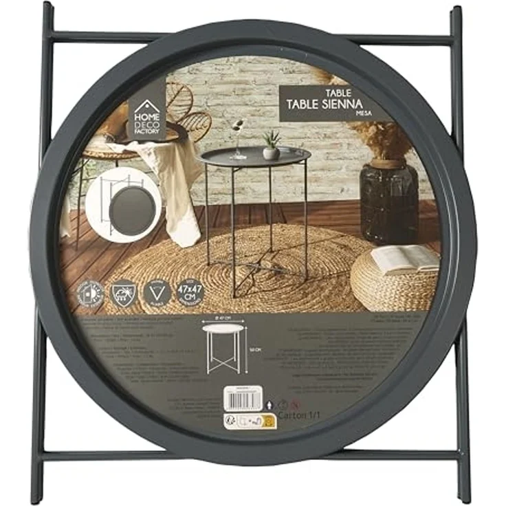 HOME DECO FACTORY, HDO0051, Sienna Grey Modelltisch, Beistelltisch, Möbel, Gartenmöbel, Tisch für den Außenbereich, 47 x 50 x 47 cm, zum Zusammenbauen, Grau – Bild 7