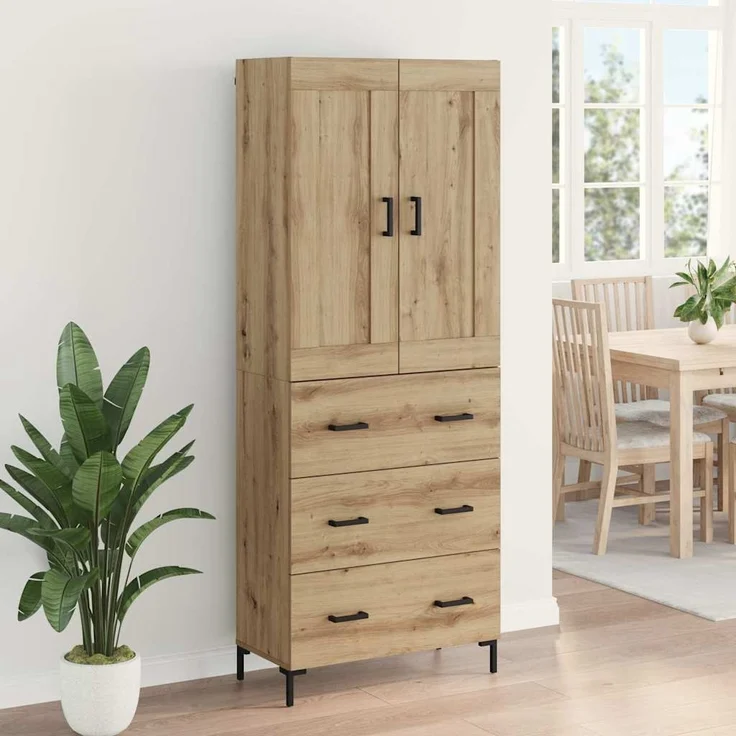 vidaXL Highboard mit Schubladen 2 pcs Artisan-Eiche Holzwerkstoff 3415887 – Bild 3