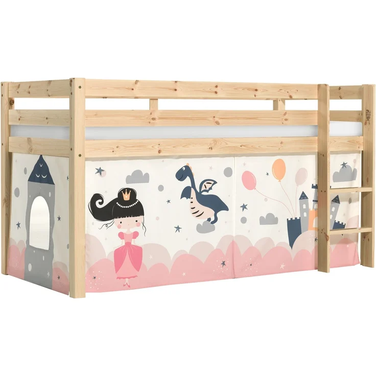 Kinderbett Karolina 210x114x106 Massivholz Natur Textilset Sophie – Bild 1