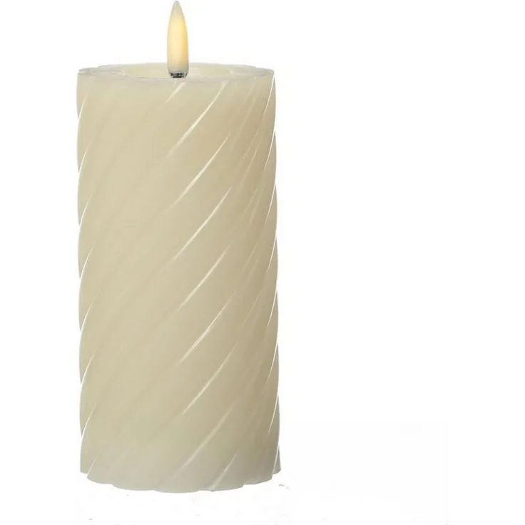 MARELIDA LED-Kerze LED Kerze Twist Echtwachs gedreht flackernd H: 17,5cm Timer creme, warmweiß (2100K bis 3000K)